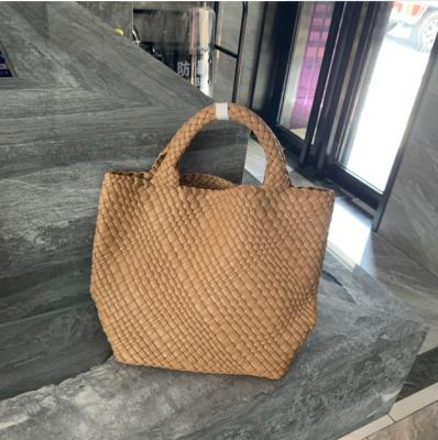 China Fashion Multifunctional Wholesale Ladies Daily Use Gray Bucket Shoulder Bag Woven Handbag Set Luxury for sale