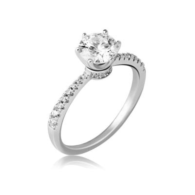 China FASHIONABLE Classic Six Claw 925 Silver Round Cut Lab Diamond Engagement Ring With Crown 1ct Wedding Ring for sale