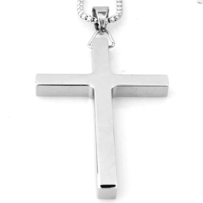 China High Quality Large Stainless Steel Necklace Fashion Cross Dangle Jewelry Simple Style for sale