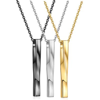 China High Quality Hip Hop Stainless Steel Necklace Spirals Straight Titanium Steel Necklace For Men Women for sale