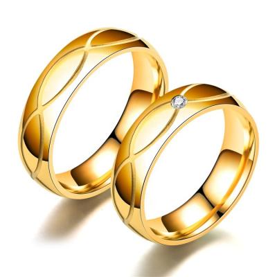 China fashion explosion shiny gold Non-fading Ring Stainless Steel Couple Ice titanium steel out of Ring Jewelry wholesale for sale