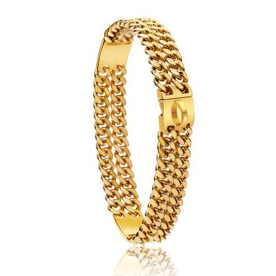 China Punk 12mm Double Rows 18k Double Rows Encryption Card Dog Card Gold Chain Chain Gold Encryption Buckle for sale