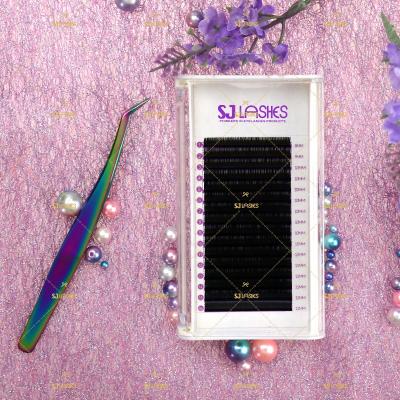 China Natural Long Self Fanning YY Lash Extensions Synthetic Fiber Eyelash Extensions Korean Silk Fascinating Look Own Brand Lash Packaging Box for sale