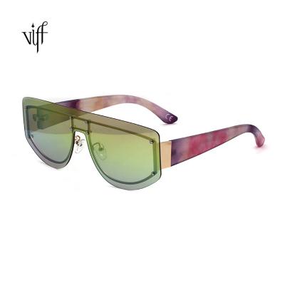 China Fancy Metal Frame Sunglasses HP19567A Oversized Square Metal Sunglasses With Cloor Coating for sale