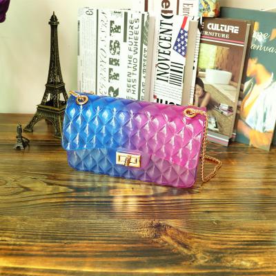 China Wholesale fashion 925 rainbow jelly bags women handbags 2020 silicone/PVC shoulder handbag jelly candy purse for sale