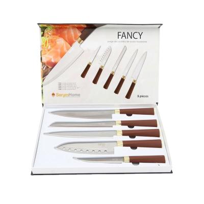 China China Supplier Hot Sale Stainless Steel Kitchen Knife Fashion Gold Handle Bread Knife Set for sale