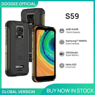 China DOOGEE S59 SIM Card DOOGEE S59 Smartphone 4GB+64GB Battery Cell Phone IP68/IP69K 2W Rugged Super Loud Double Speaker Celular for sale