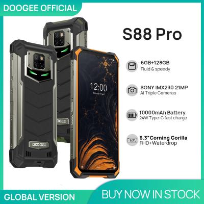 China Dual SIM Card DOOGEE S88 Pro Rugged Mobile Phone 10000mAh Phone IP68/IP69K Helio P70 Octa Core 6GB RAM 128GB ROM Smartphone Android 10 OS for sale