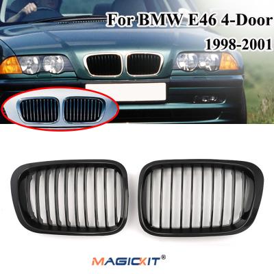 China ABS MagicKit Front Grille Grill Kidney For BMW E46 4 Door Sedan Touring 1998-2001 Gloss Black for sale