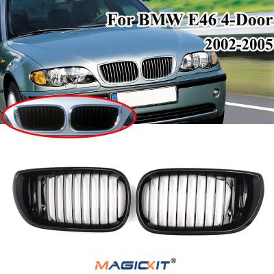 China ABS MagicKit 2x Front Kidney Grilles For BMW 3 Series Glossy Black 2002-2005 E46 4 Door Sedan for sale