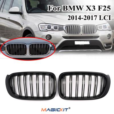 China Twin Line/Dual/Bar/Shadow Line Slat MagicKit M Sport Front Kidney Grill Double Spoke Grill For BMW F25 F26 X3 X4 2014-2017 for sale