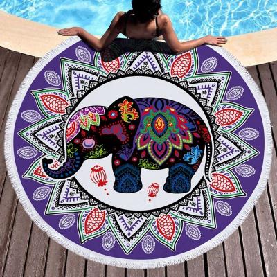 China China Supplier Larger QUICK DRY Microfiber Waffle Round Elephant Round Beach Towel Fabric With Tassels for sale