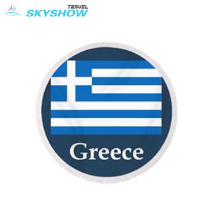 China QUICK DRY Custom Microfiber Round Beach Towel Cheap Wholesale Greek Flag Beach Towel for sale