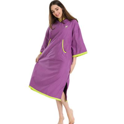 China Custom QUICK DRY changing robe for adults Terry Surfing Poncho With Pocket hooded beach towel surf beach towel poncho for sale