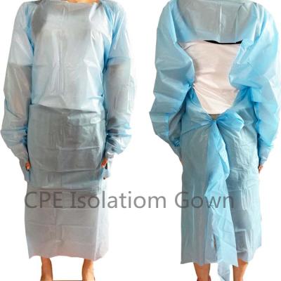 China Isolation Apron Lab Disposable CPE Waterproof And Dustproof One Piece Gown for sale