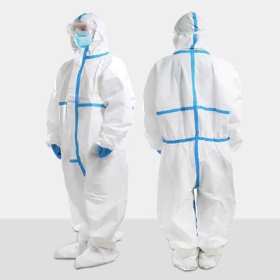 China Waterproof Wholesale SMS Protective Clothing Safety Disposable Suit Non-Sterile Woven Coverall With Date Coder Hospital for sale