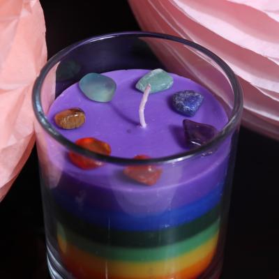 China Iridescent Clear Glass Crystal Birthdays Soy Wax Scented Chakra Candles With Lid With Crystals Inside for sale