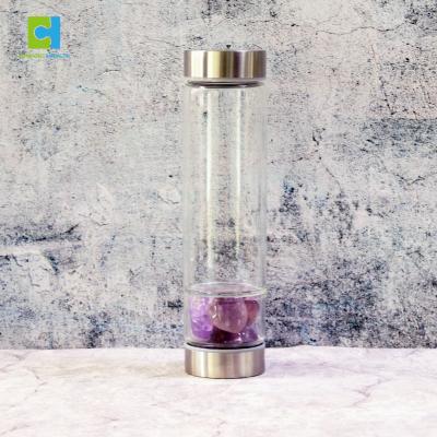 China Quartz Crystal Water Bottle Infused Healing Crystal Water Bottle Gem Stone Viable Drinking Bottle for sale