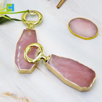 China Viable Gold Trim Rose Quartz Crystal Beer Bottle Opener For Bar for sale