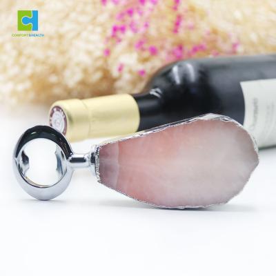 China Viable Cutlery Collection Rose Crystal Quartz Natural Stone Bottle Opener for sale