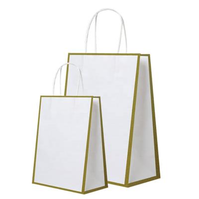 China Custom Recycled Materials Kraft Paper Bag Bronzing Edge Tote Bag Logo Gift Thickened Kraft Paper Bag for sale