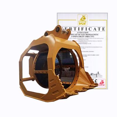 China Excavator Attachment GPR Excavator Rotary Screening Bucket for Screening or Washing Stone for sale