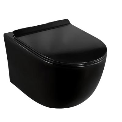 China Concealed Cistern European WC Rimless Black Color Wall Hung Toilet With Old Gloss Technology Wall Hung Toilet for sale