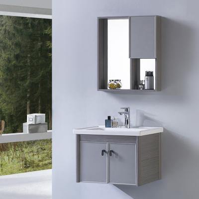 China Europe Modern Gray Color Anti Rust Bathroom Furniture Aluminum Vanity Cabinet for sale