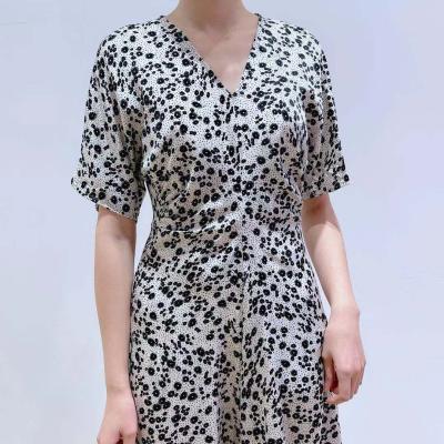 China 2021 Hot Sale Summer Ladies Floral Dress Anti-static Elegant Short Sleeve Ladies Dress for sale