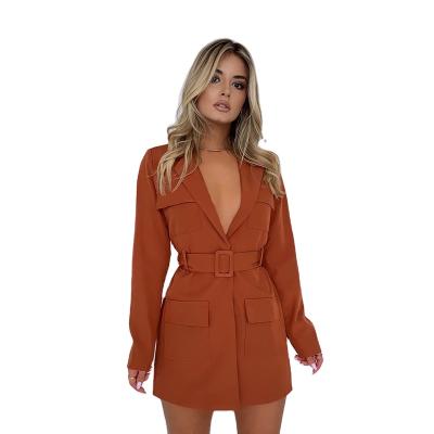 China wholesale Anti-wrinkle suppliers fashion trend plus size suit 2022 new arrival spring long solid color cardigan sleeve lapel suit for women for sale