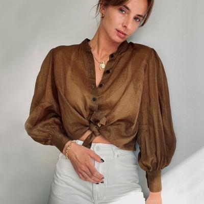 China Anti-pilling new summer women's solid color spring and bubble sleeve warm loose fashion casual tops shirt for women for sale