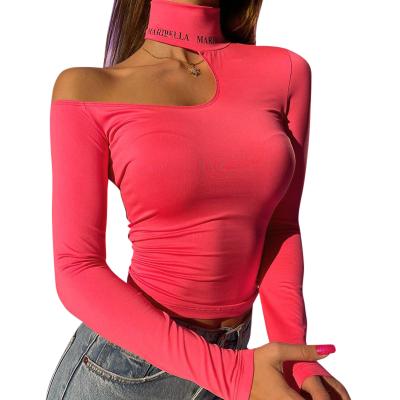 China Factory direct women's breathable fall and winter solid color new 2021 high neck strapless halves female long sleeve tops for sale