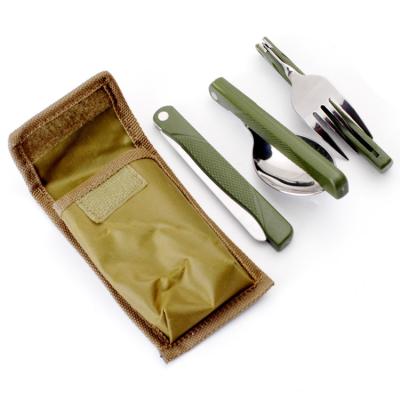 China Viable Wholesale Camping Spoon Fork Knife Camping Cutlery Set 3 in 1 Camping Outdoor Portable Knife and Fork Three Piece Set for sale