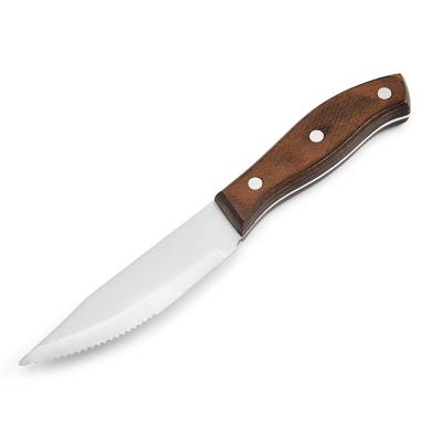 China 2022 Viable Cheap Wood Handle Mirror Polished Blade Fancy Stainless Steel Steak Knife for sale