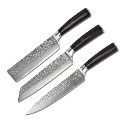 China High Quality Viable Professional 3cr13 Stainless Steel Kitchen Knife Hammer Pattern Forged Pattern Cutting Kitchen Knife for sale