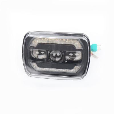 China Aluminum+PC+Acrylic 7inch Square Headlight 5x7 Car Led Lights High Low Beam Lamp With Turn Signal Headlamp For Jeep for sale