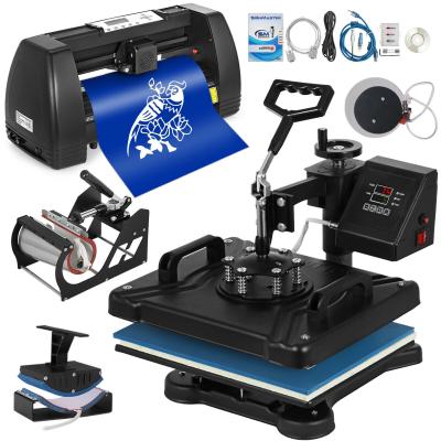 China CN/AU/USA/EU 5 IN 1 Combo Heat Transfer Press Machine with 375mm Vinyl Cutter Plotter for sale