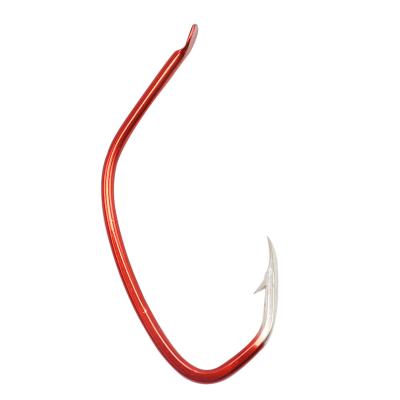 China Popular red high carbon steel barbed hook ocean beach fishing hook carbon steel hook fishing for sale