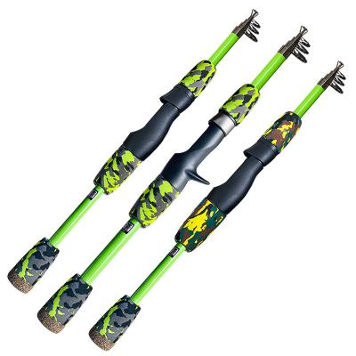 China Resin Epoxy Resin Camouflage Telescopic Fishing Rod Poles 1.2M 1.5M Kids Fishing Tackle Poles Spinning Casting Ice for sale