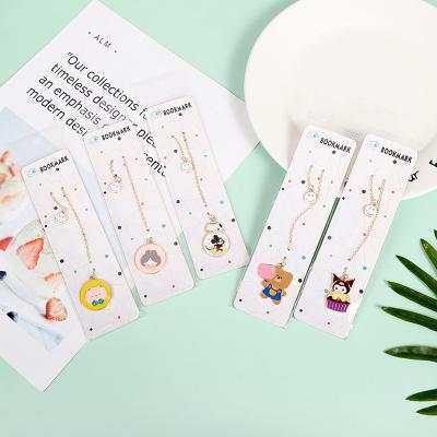 China Customizable Metal New Metal Bookmark Stationery Student China Cartoon Cue Book Chain Holder Animal Gift Pendant for sale