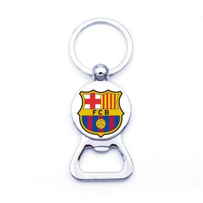 China Multifunctional soccer club contemporary and contracted bottle opener custom logo printed key chain silver color key chain for sale