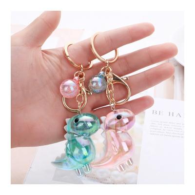 China Leye 2021 New Cartoon Cute Crystal Acrylic Dinosaur Small Keychain Pendant Backpack Key Chain for sale