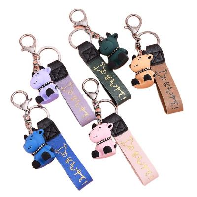 China Leye 2021 Cute Cartoon New Year 3D Cartoon Cow Promotional High Quality Chinese Lucky Soft PVC Rubber Key Chain for sale