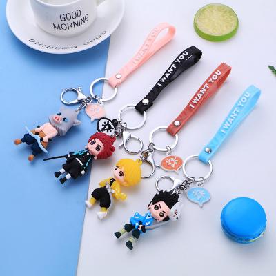 China New Anime Demon Slayer Cute Cartoon Character Leye Cartoon PVC Key Chain Pendant For Key Chain And Car Gift for sale