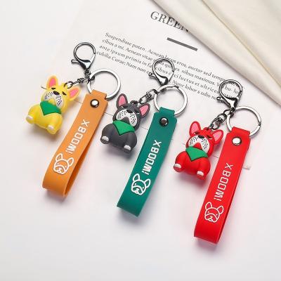 China New Creative Cute Cartoon Bulldog Leye PVC Rubber Key Chain, INS Hot Selling Gifts and Pendants for sale