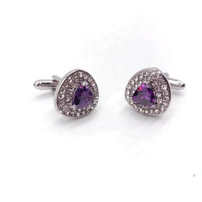 China Wholesale Custom ALLOY Fashion Purple Diamond Mens Crystal Jewelry Accessories Cufflink for sale