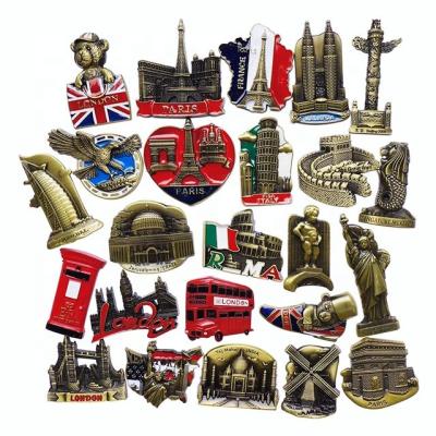 China Custom 3d Souvenir Building Cities Hot Quality Metal Souvenir Zinc Alloy Fridge Magnet for sale