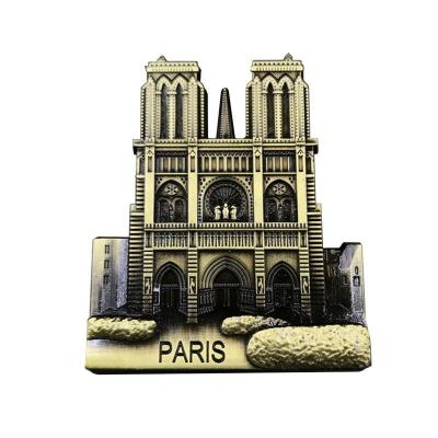 China Landmark Building Notre Dame DE Paris France Tourism Travel Souvenir 3D Metal Fridge Magnet for sale