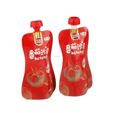 China Reusable High Barrier Food Grade Customs Barrier Spout Pouch Plastic Stand Up Spout Pouch Bag For Spicy Ketchup Sauce Packaging for sale