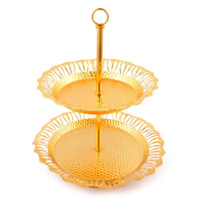 China Christmast Ornament 2022 Large Christmas Decorations Stand Cage Serving Tray Metal Plated Gold for sale